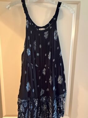 Free People Black and White Printed Mini Dress Tunic